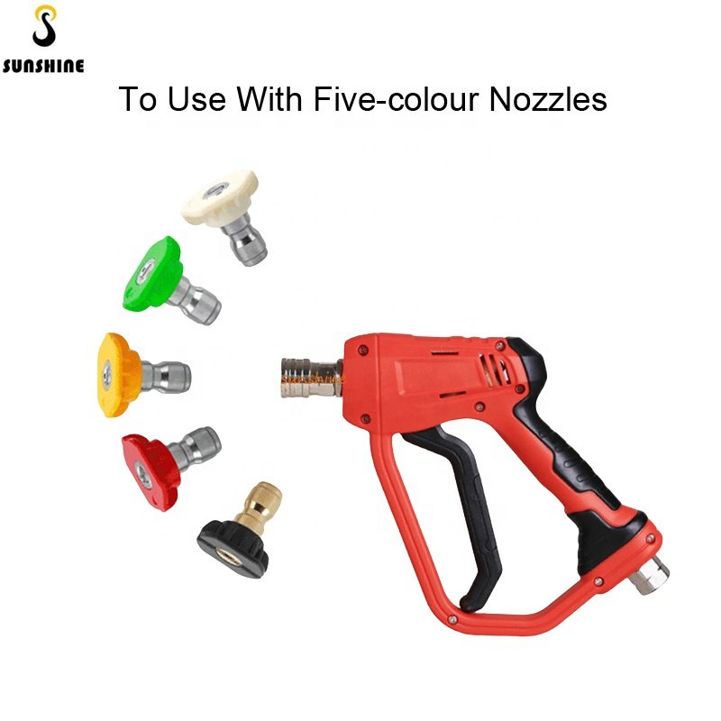 SS 280Bar High Pressure Washer Gun With Extension Rod 5 Color Nozzle Multifunctional Adapter Quick Plug Fitting For Car Washing