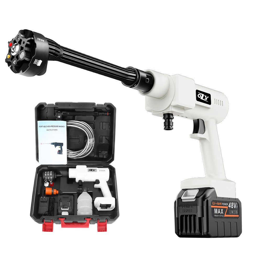 Cordless High Pressure Washer Gun High Power Electric Cleaner Self-Battery 6-in-1 Nozzle 725PSI Wireless Outdoor Car Washers