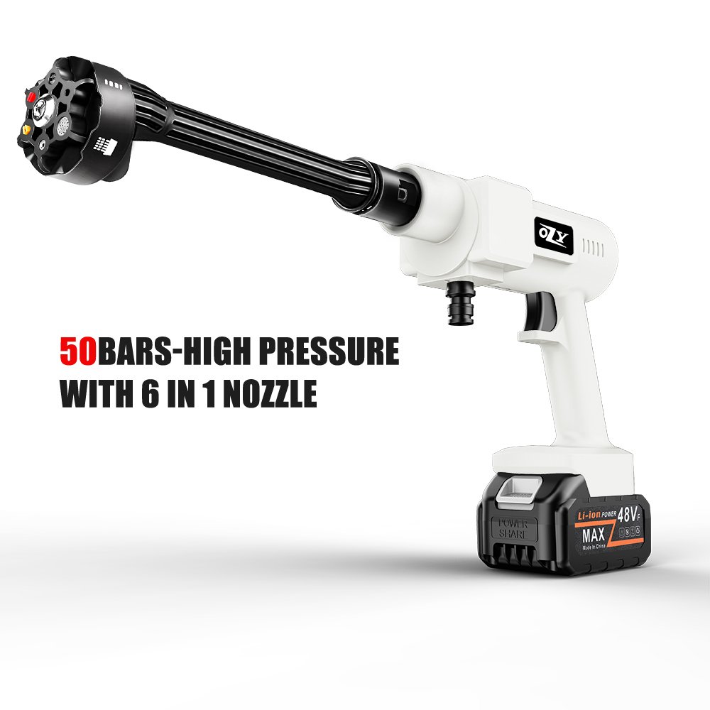 Cordless High Pressure Washer Gun High Power Electric Cleaner Self-Battery 6-in-1 Nozzle 725PSI Wireless Outdoor Car Washers