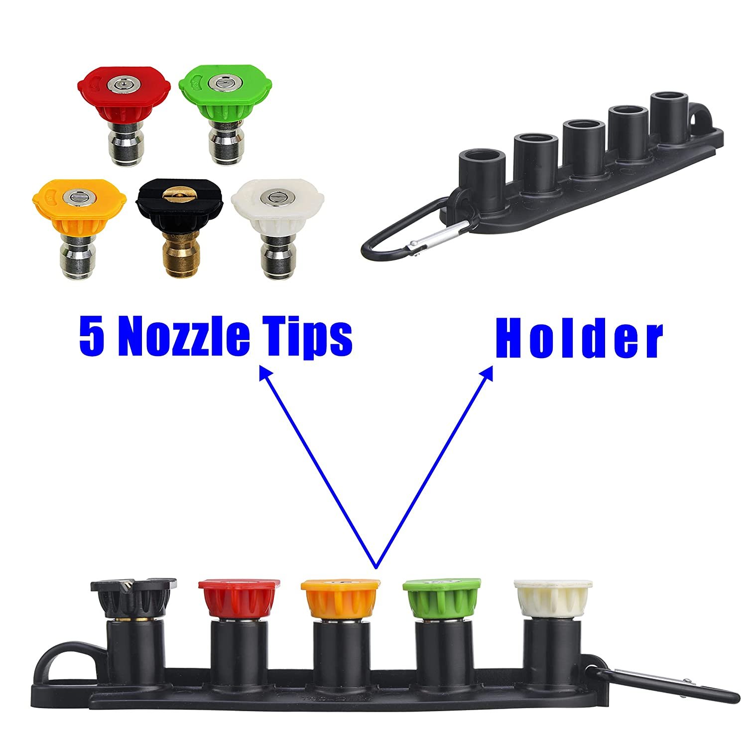 Short High Pressure Washer Gun Power Washer Gun 5000 Psi M22 Fitting Car Wash Spray Gun With 5 Nozzle Tips
