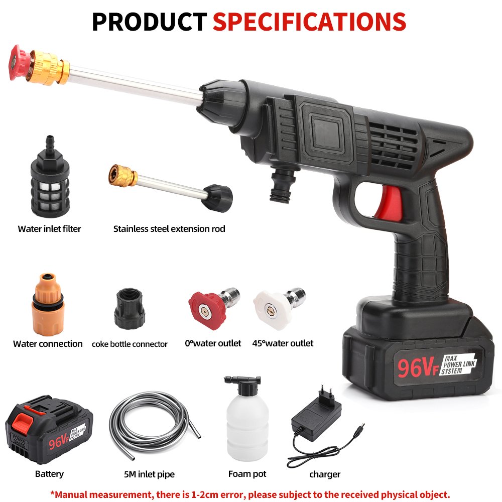 High Pressure Portable Car Washer Wireless Lithium Battery Water Gun for Car Washing High Quality Mobile Car Wash Machine