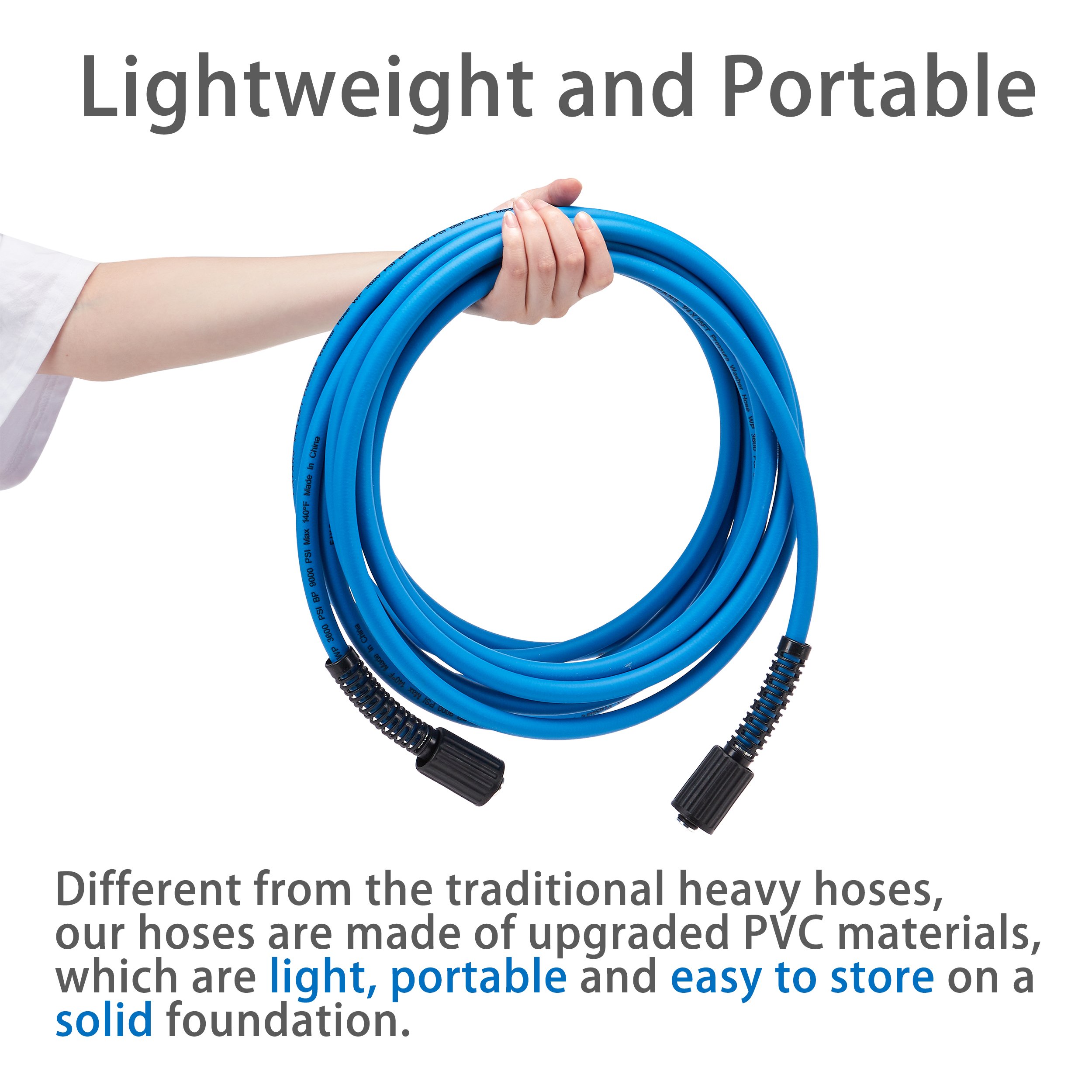 25 Ft High Pressure Washer Hose Blue Power Replacement Extension Hose Compatible With M22 Fittings