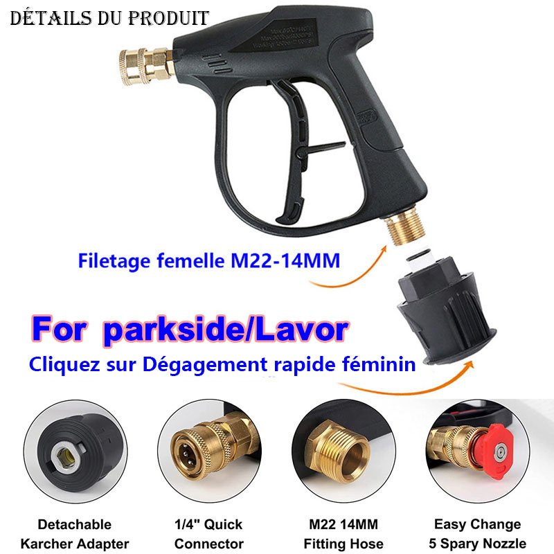 Gun Hose for Washing Lance For Parkside Tools Adapter Lavor Nozzles Connector Quick Hose High Pressure Washer Gun Lance