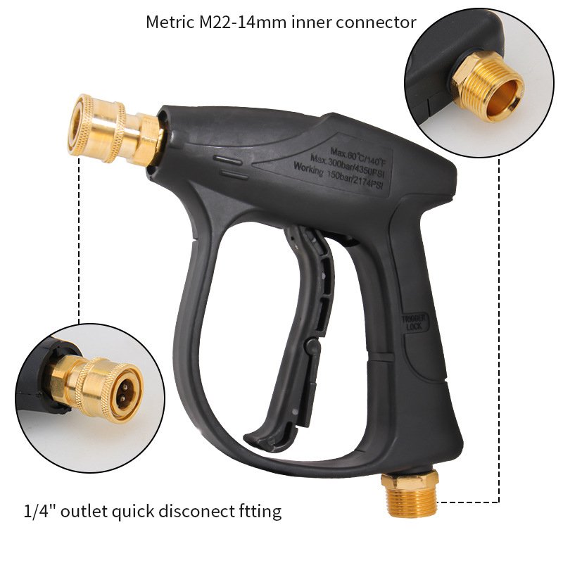Lingzhen High Pressure Washer Gun 4350PSI, Car Washer Gun Spray Gun M22 Quick Connection For Car Pressure Power Washers