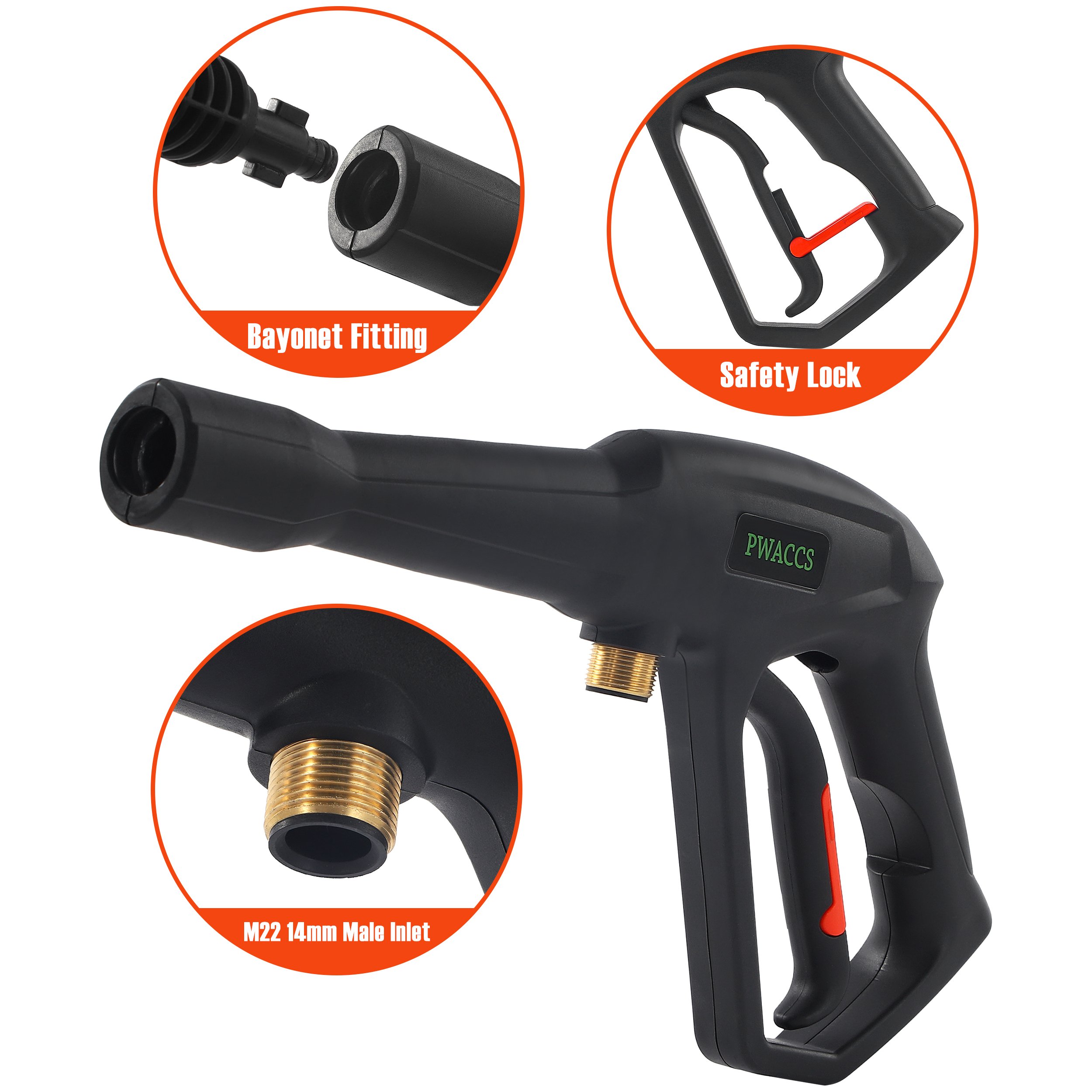 2000 Psi Pressure Washer Gun Replacement With Extension Wand Kit Trigger Handle Power Washer Gun With 5 Spray Nozzles