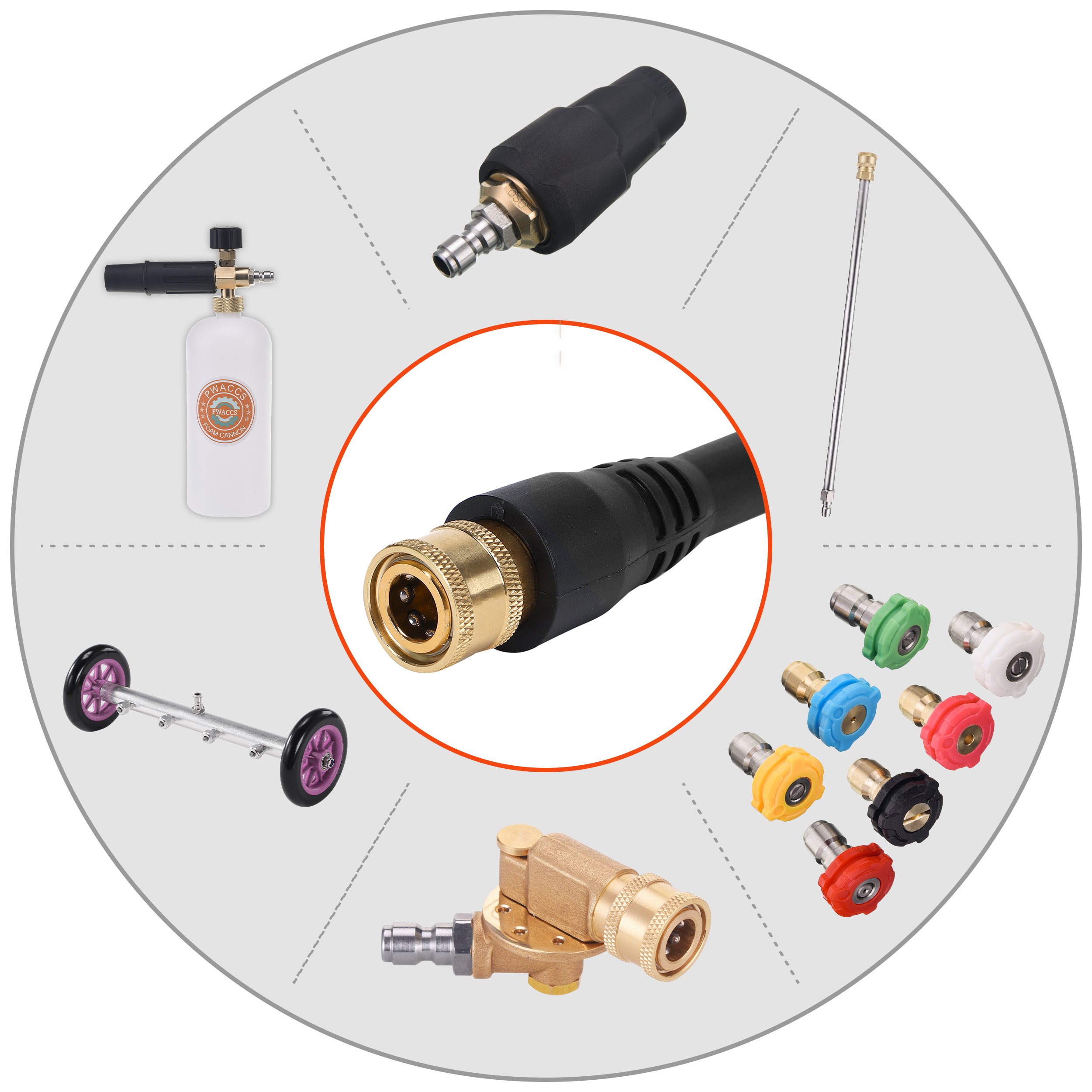 2000 Psi Pressure Washer Gun Replacement With Extension Wand Kit Trigger Handle Power Washer Gun With 5 Spray Nozzles