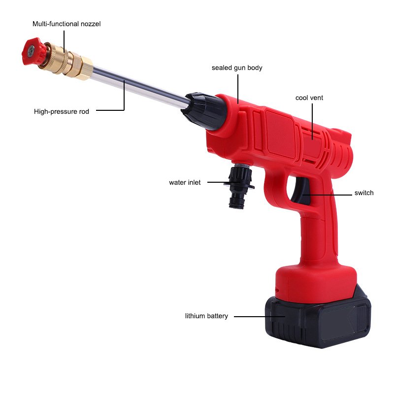 21V Cordless Portable Car Washer Gun Battery Powered Cordless Electric Pressure Washer for Car Fence Floor Cleaning