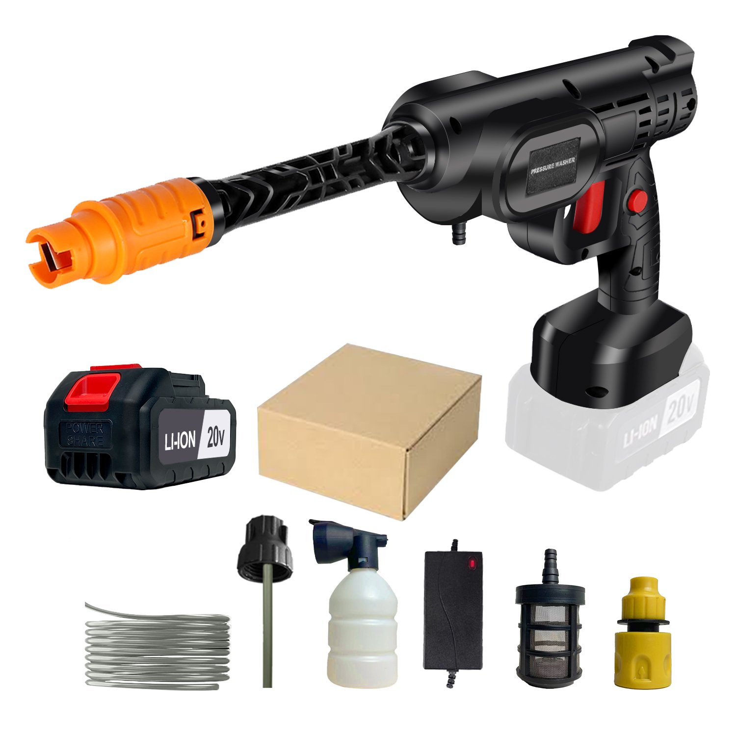 Cordless 20V Electric High Pressure Water Spray Car Gun Portable Washer Cleaner