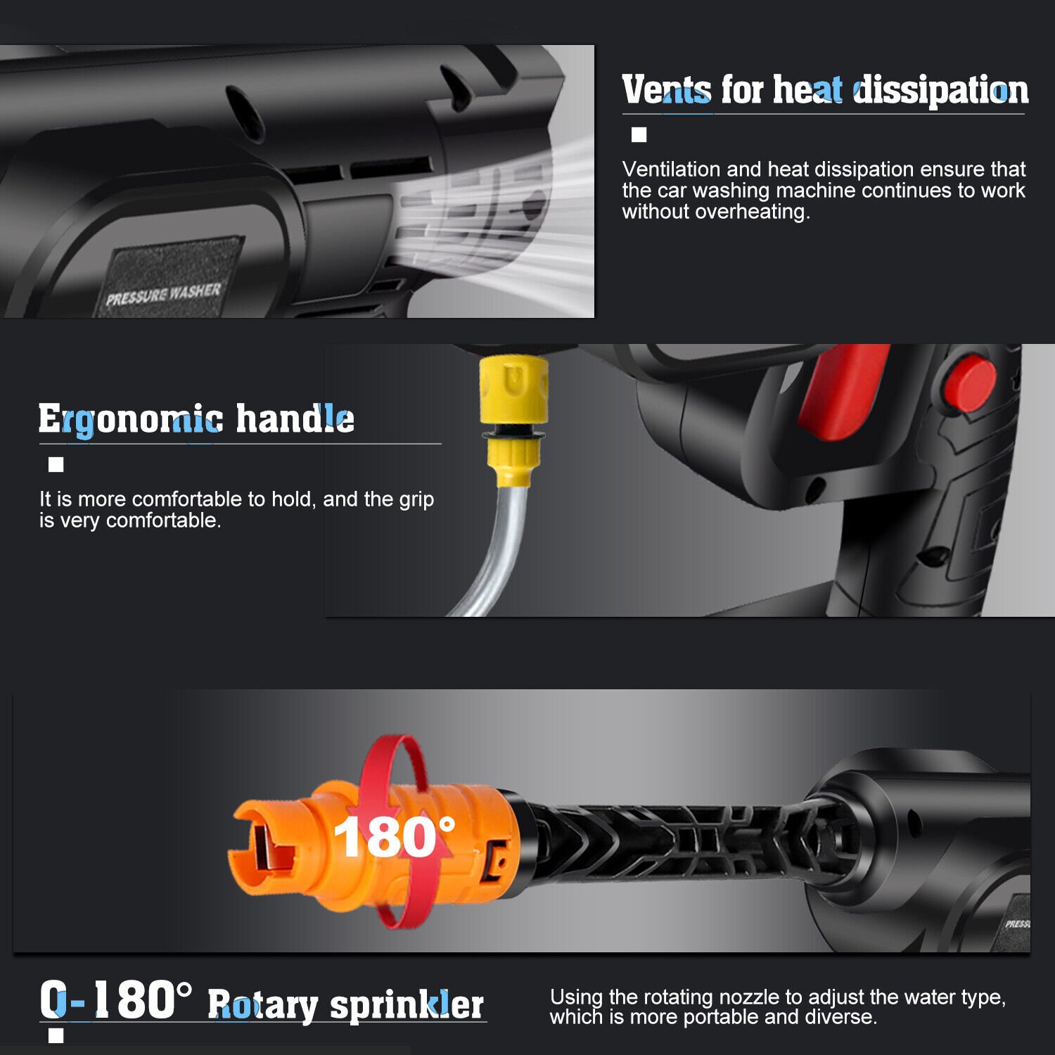 Cordless 20V Electric High Pressure Water Spray Car Gun Portable Washer Cleaner