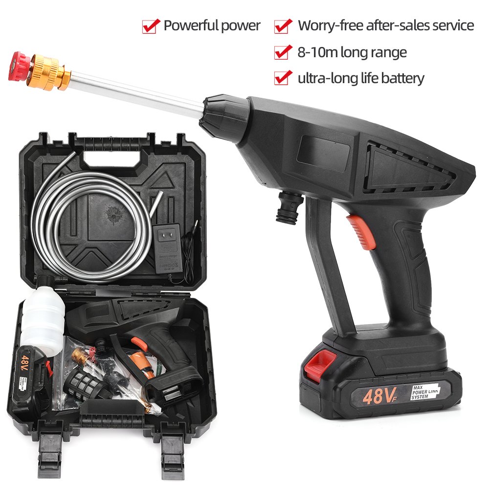 48V Mini Lithium Battery Portable Cordless Electric Car Washer High Quality Metal Gun for Car Detailing Quick Easy Cleaning