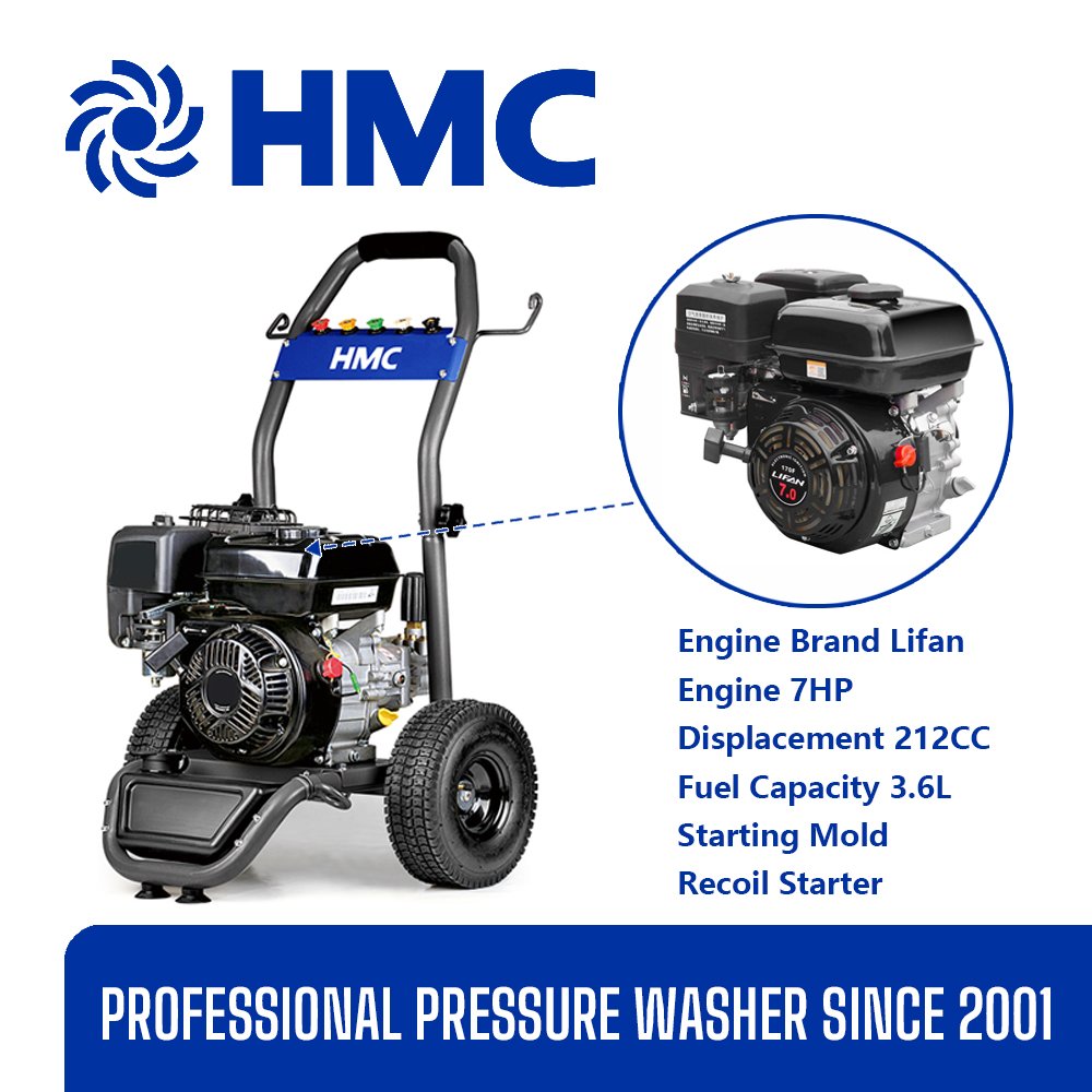HMC Cold water High Pressure Washer 3200PSI 2.6GPM Lifan Engine Gasoline Washer High Pressure Cleaner Surface Cleaner