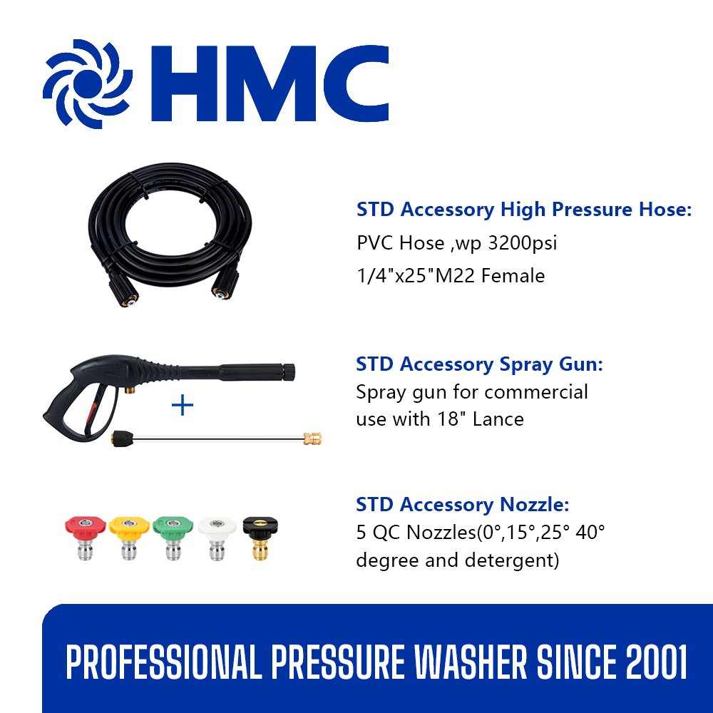 HMC Cold water High Pressure Washer 3200PSI 2.6GPM Lifan Engine Gasoline Washer High Pressure Cleaner Surface Cleaner