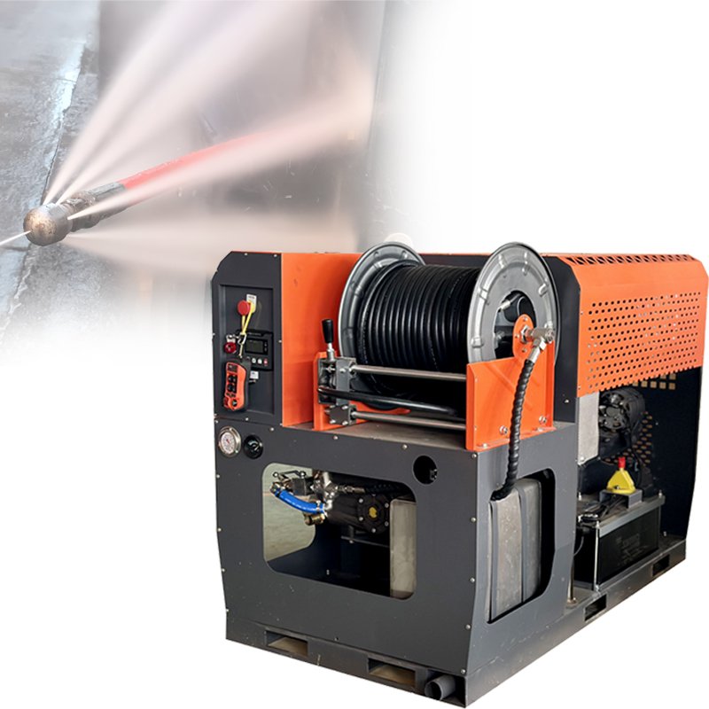 AMJET Popular 45.6kw 300bar With shock absorption sewer cleaning truck mounted sewer jetter pressure water jet cleaning machine