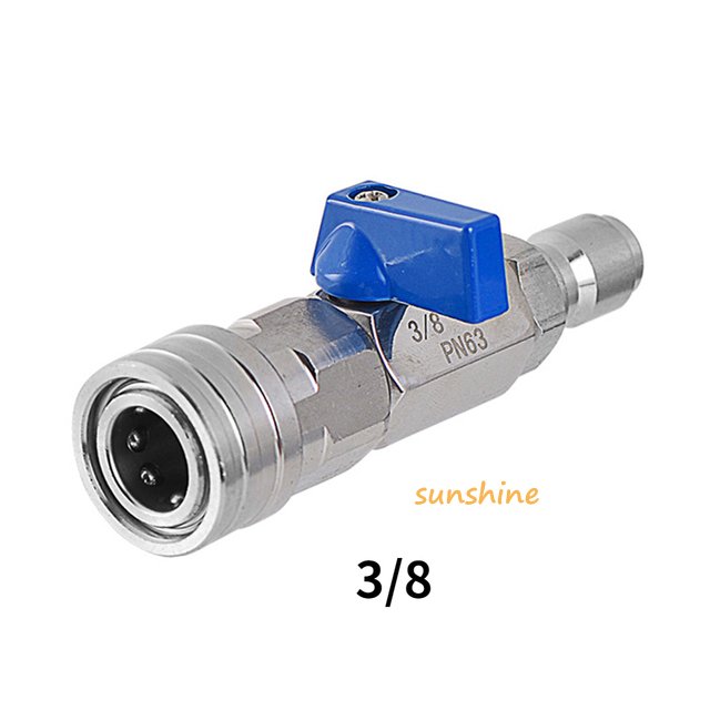 SS 4500 PSI High Pressure Washer Ball Valve Kit With 3/8 1/4 Inch Quick Connect Plug for Power Car Wash Pump Hose Quick Fitting