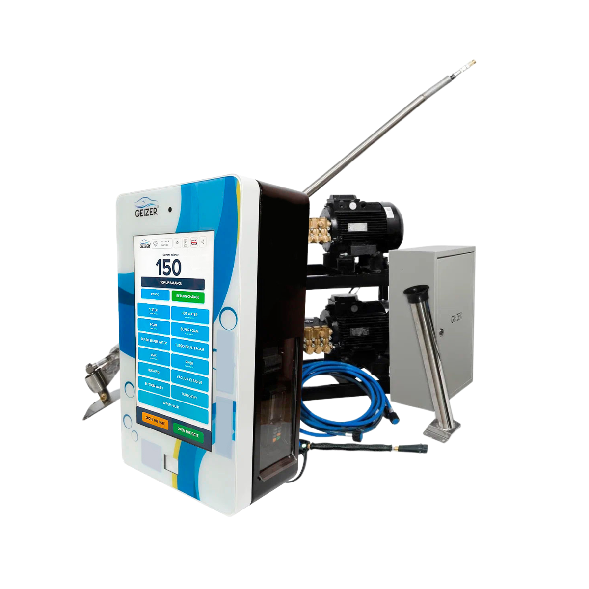 GEIZER Modern Self-Service Car Washer Galvanized Body with Polymer Touch Screen Washes Cars Efficiently