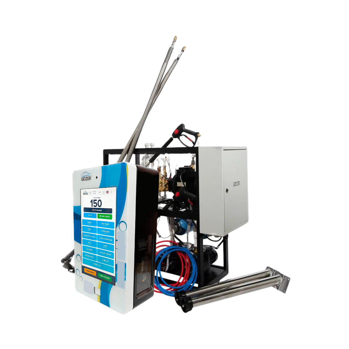 GEIZER Modern Self-Service Car Washer Galvanized Body with Polymer Touch Screen Washes Cars Efficiently