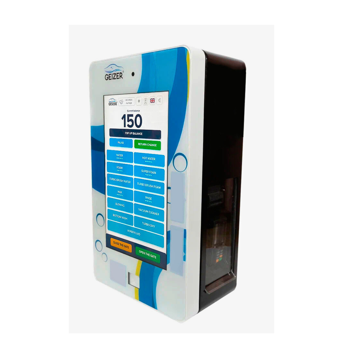 GEIZER Modern Self-Service Car Washer Galvanized Body with Polymer Touch Screen Washes Cars Efficiently