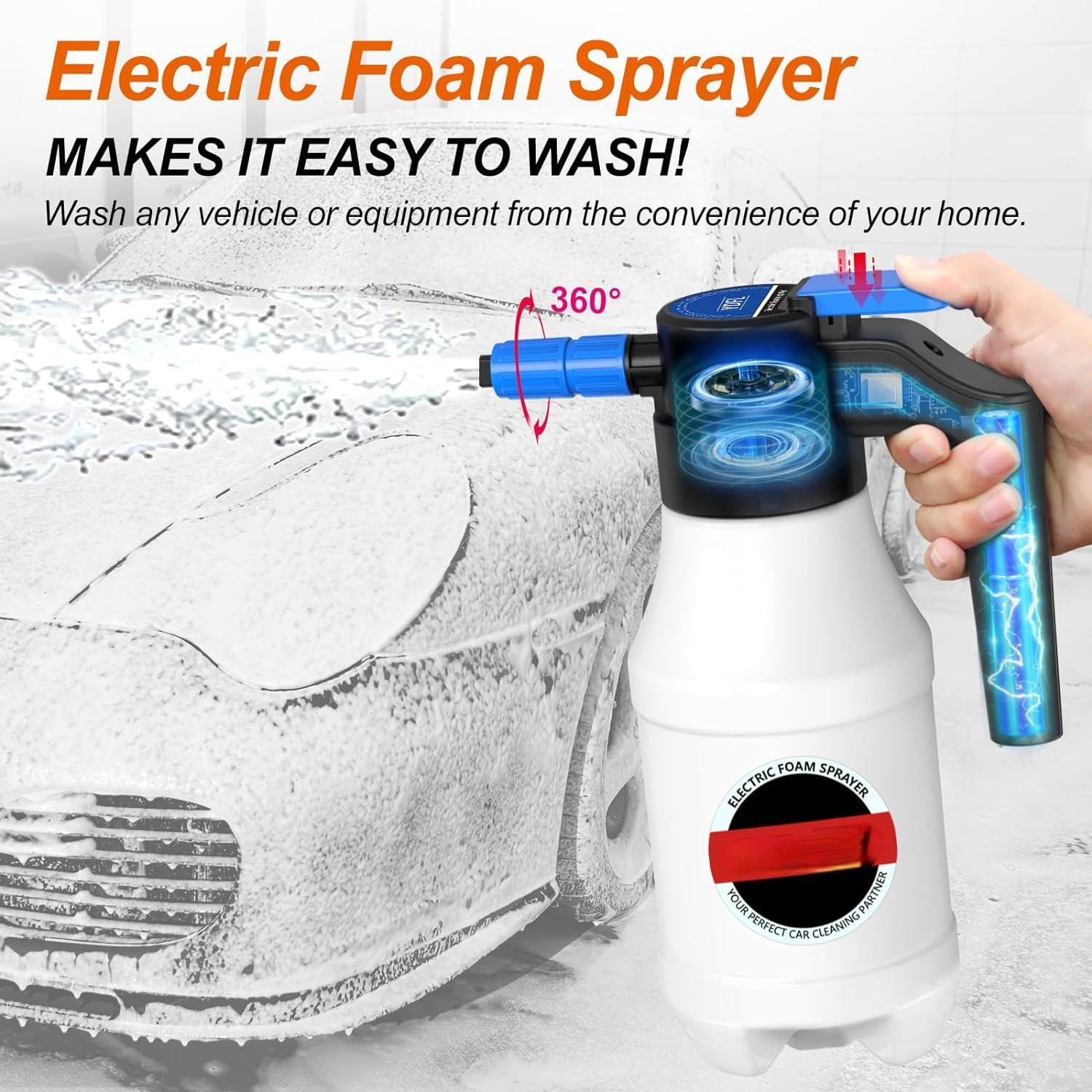 1.5L Electric Foam Cannon Sprayer Car Washer Efficient Tool for Pressure Cleaning 12V Voltage for Car Cleaning