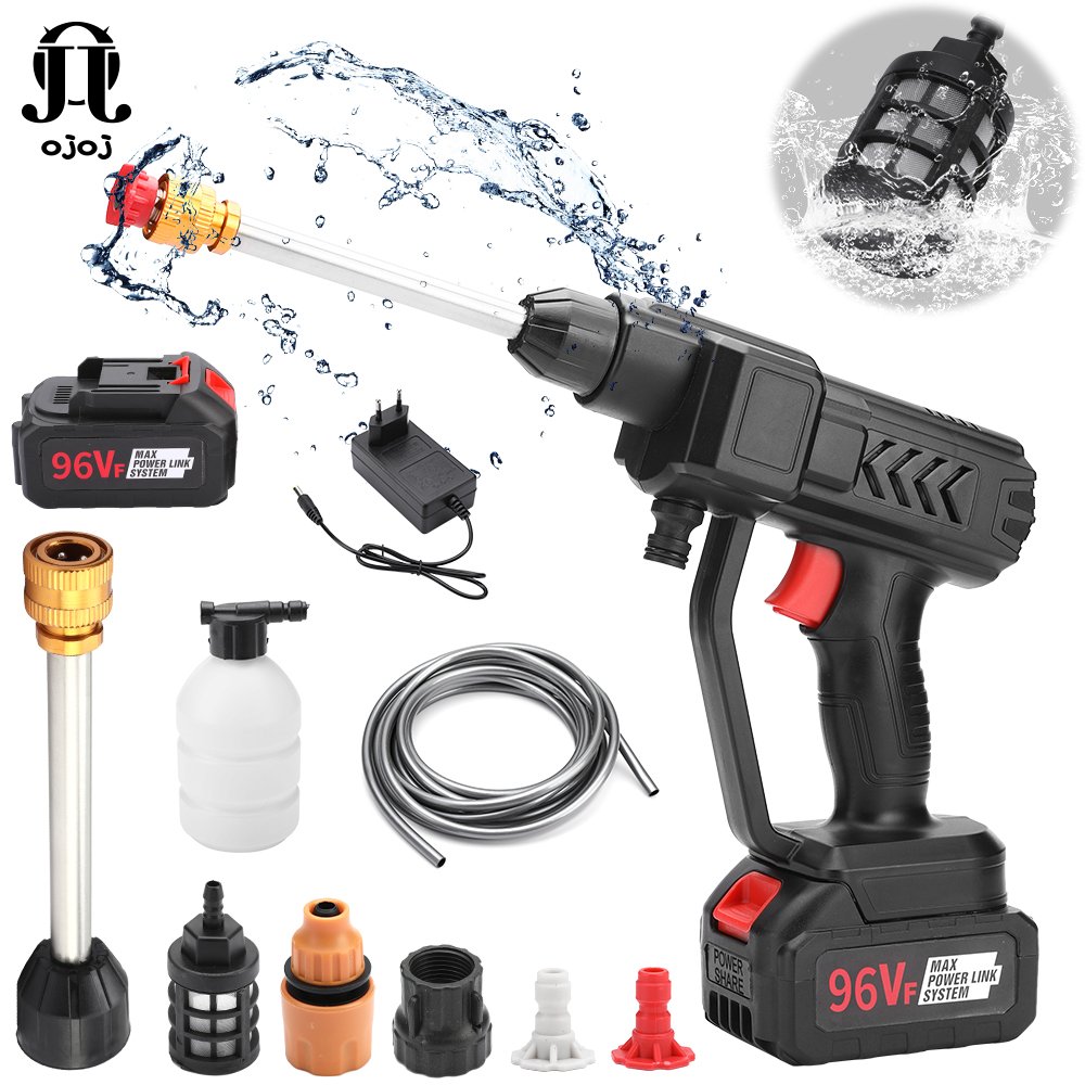 96V Cordless Portable Car Washer Machine Wireless Potable Battery High Pressure Car Washer Gun For Washing Cars