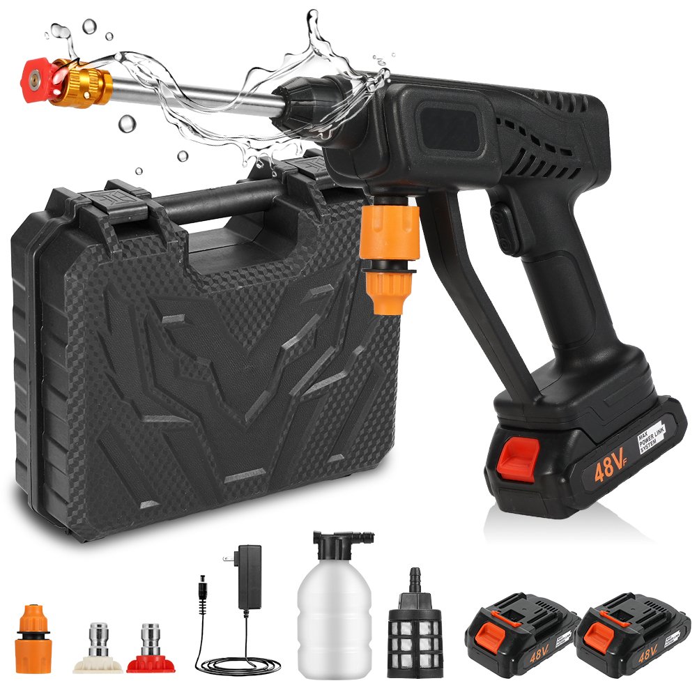 48V Portable High Pressure Wireless Lithium Battery Water Gun Car Washer Tool for Efficient Car Cleaning