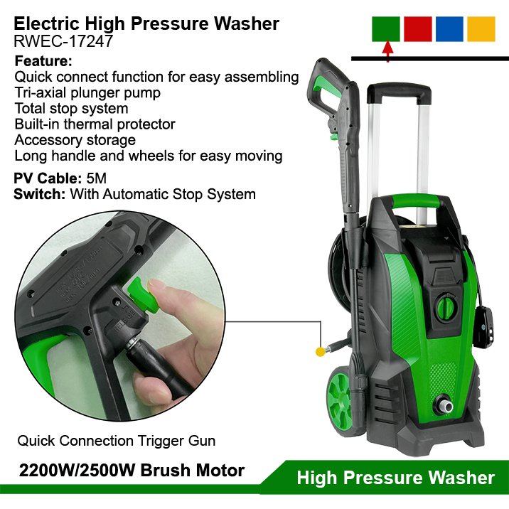 2500W Power Electric High Pressure Washer Car Wash Machine Water Jet Pump Car Cleaning Portable High Pressure Cleaners Equipment