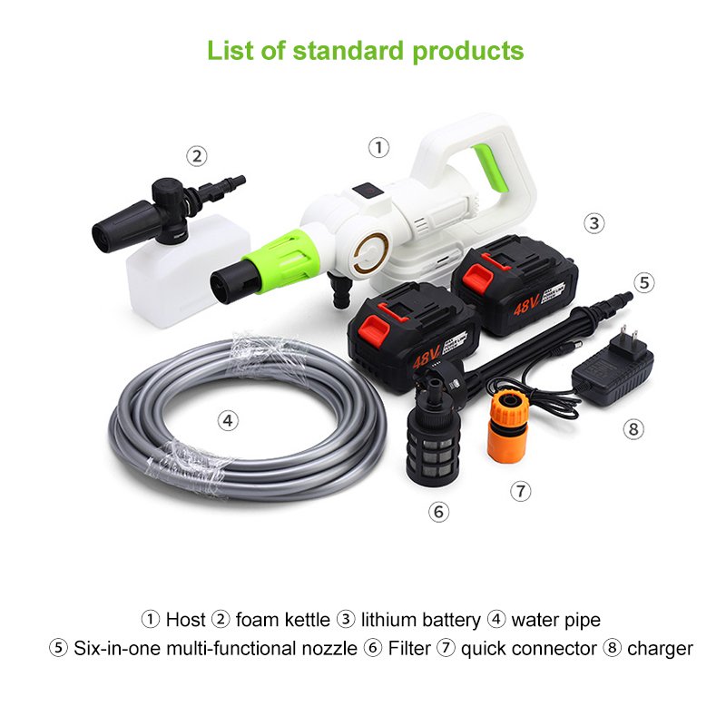 Cheap Factory Price Portable Lithium Battery 6-in-1 Wireless Car Washing Rechargeable Car Washer Machine