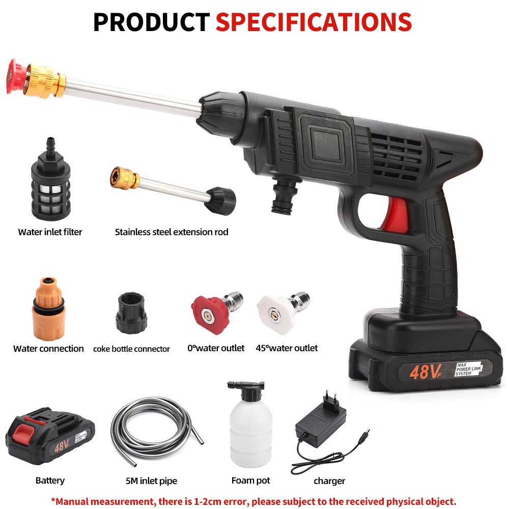 Multifunctional Car Washer High Pressure Electric Portable 21V Cordless Wireless Wash Water Gun