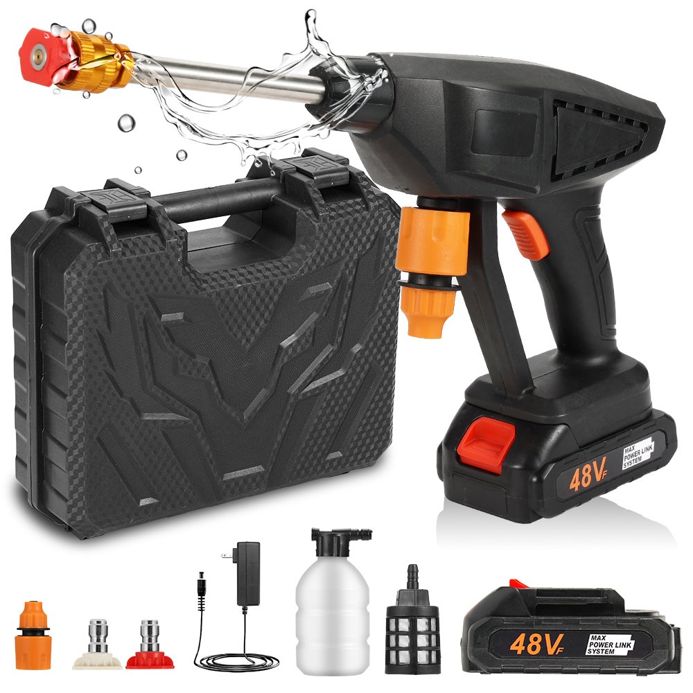 Portable High-Pressure Car Washer Gun 1000W Output Power Wireless Lithium Battery Metal PP Material Car Wash Water Gun
