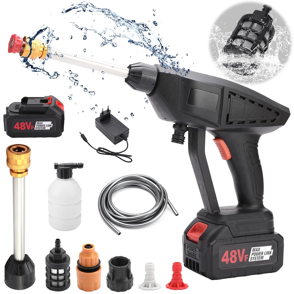 Portable High-Pressure Car Washer Gun 1000W Output Power Wireless Lithium Battery Metal PP Material Car Wash Water Gun