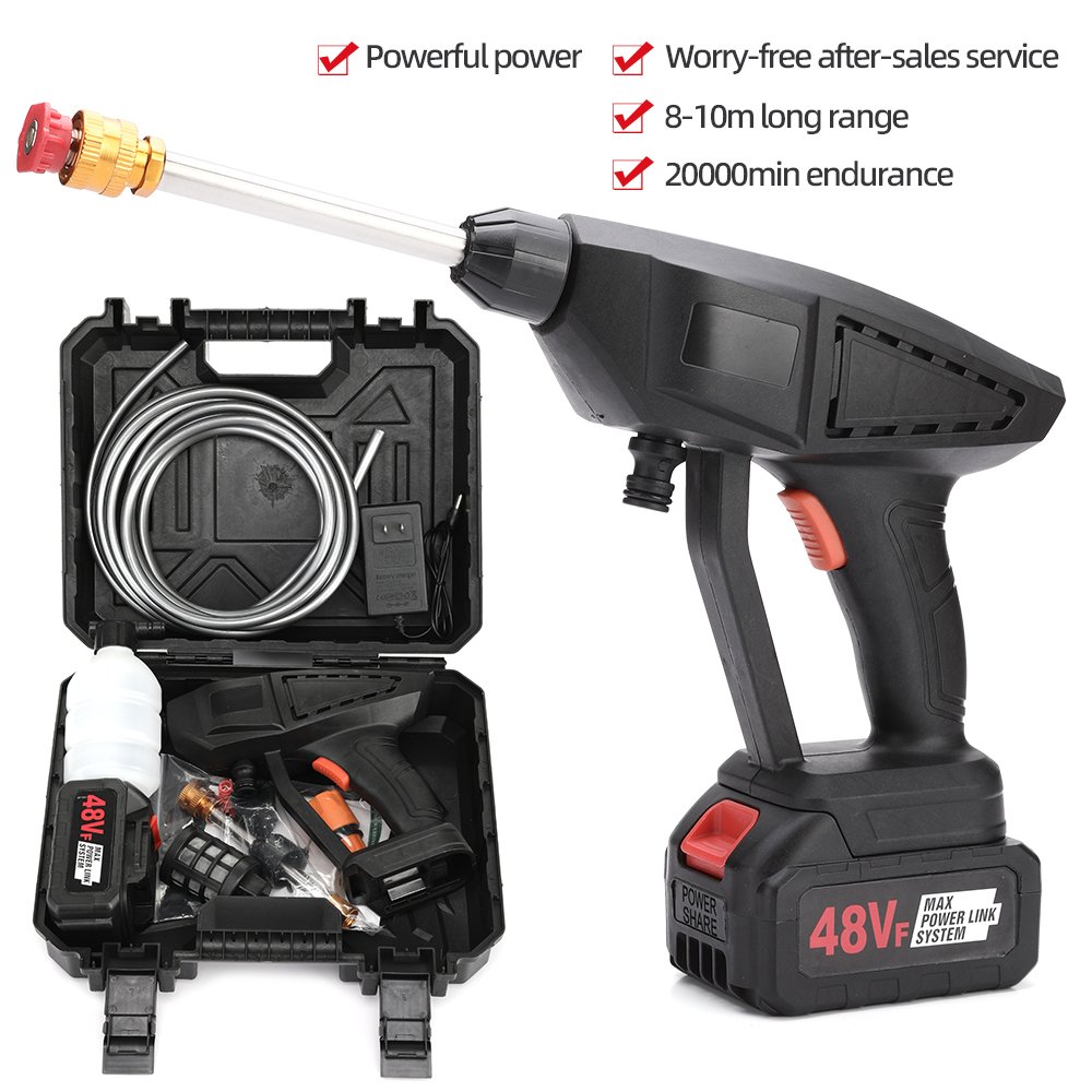 Portable High-Pressure Car Washer Gun 1000W Output Power Wireless Lithium Battery Metal PP Material Car Wash Water Gun