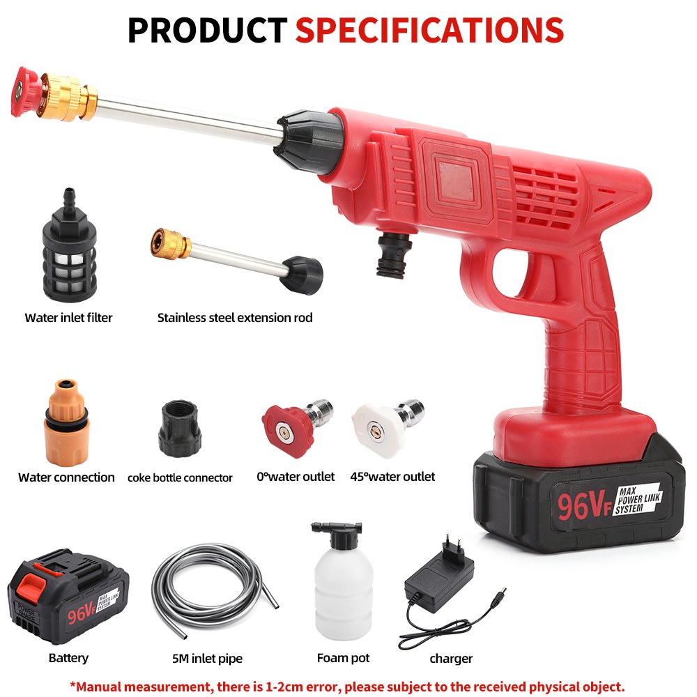 Wholesale Portable Lithium Battery 24V 48V 96V High Pressure Car Washer Rechargeable Car Wash Gun Equipment