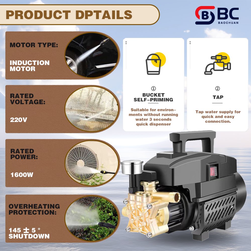 Portable handheld Automatic car washing device Free sample High pressure water pump 220V high power Car washing machine