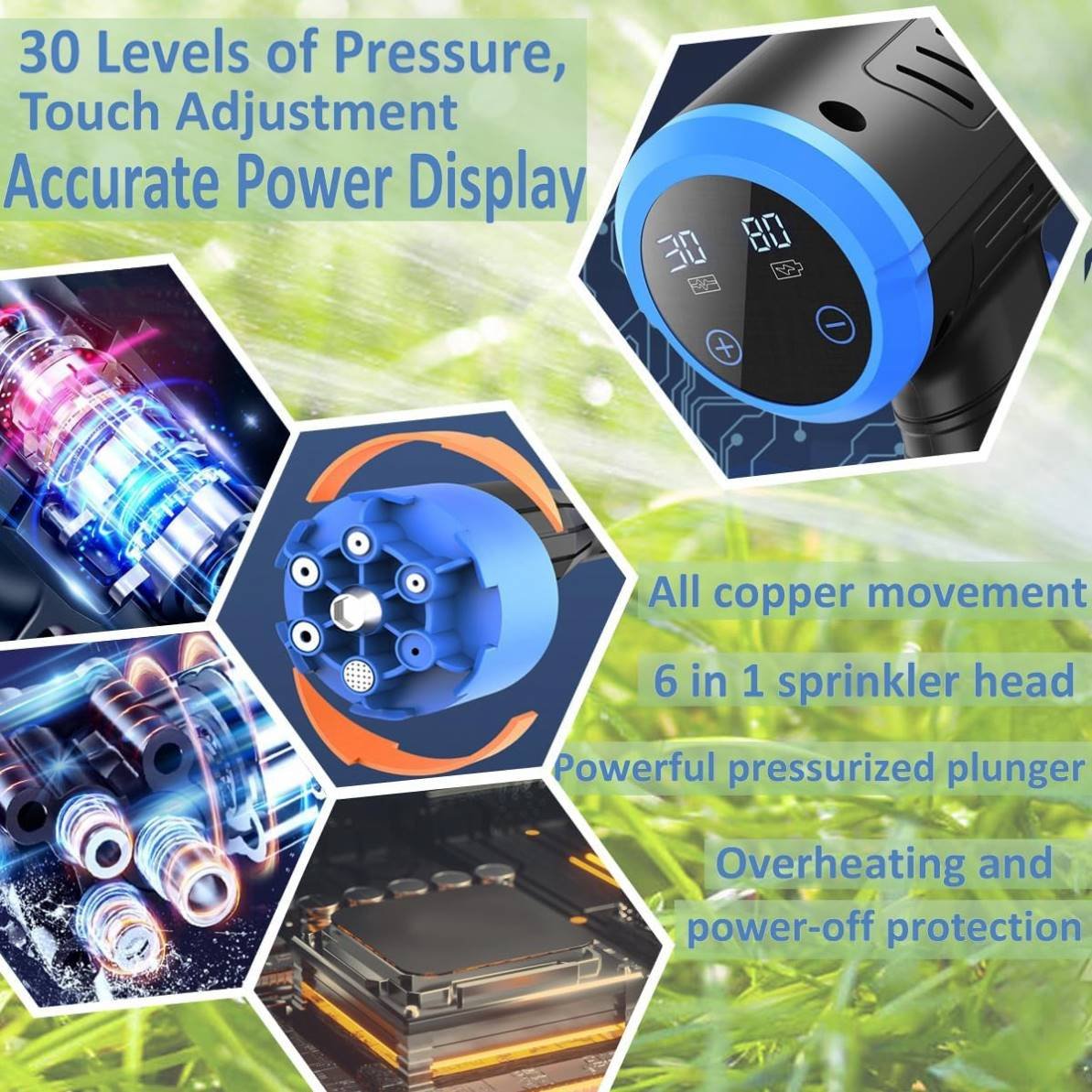 Portable Electric Battery Powered Automatic High Pressure Wireless Car Washer Cordless Pressure Washer with 6 in 1 Nozzle
