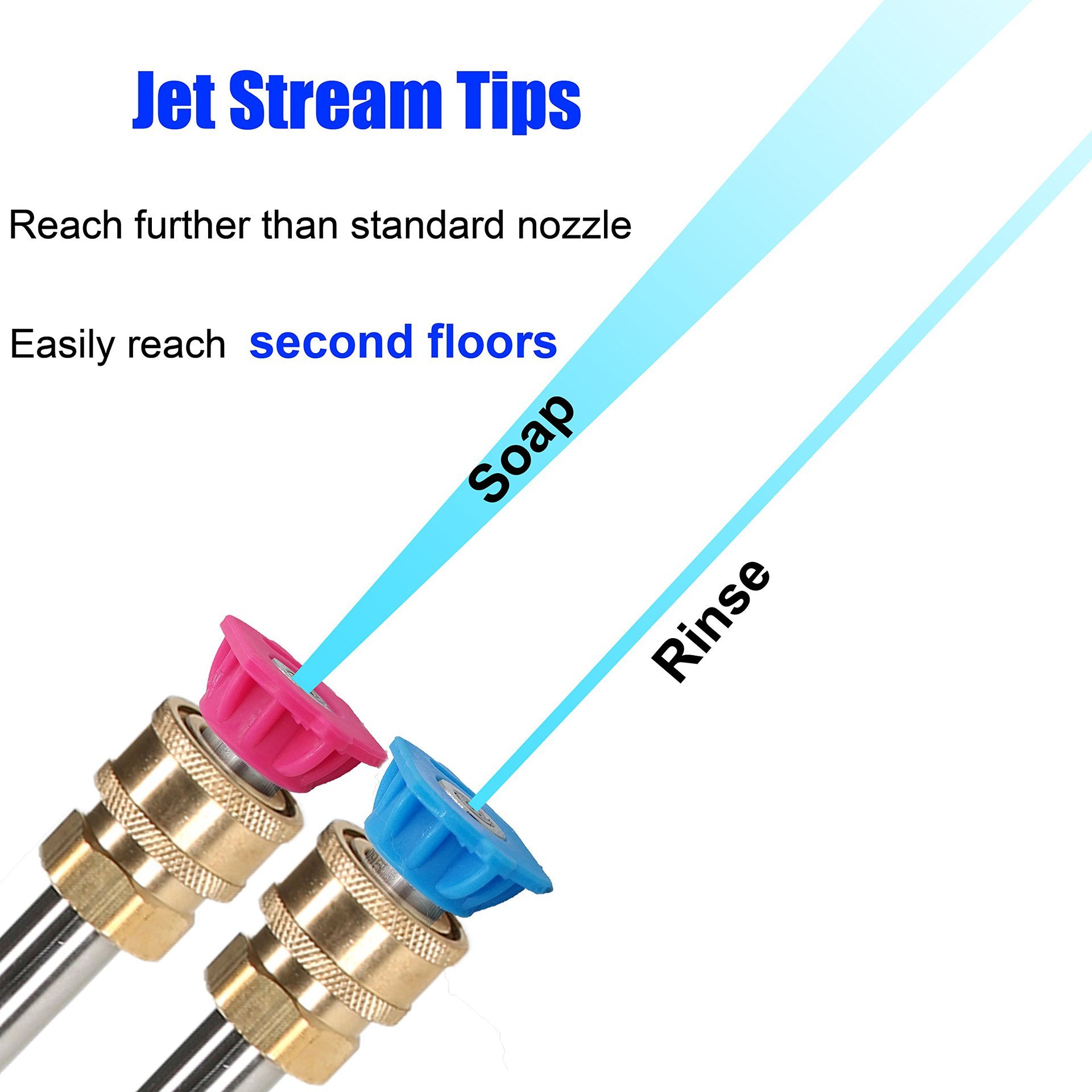 4000psi High Pressure Washer Nozzle Tips Car Wash Tool Kit 2nd Story Long-Range Soap Rinse Nozzle Kit 1/4 Inch Set