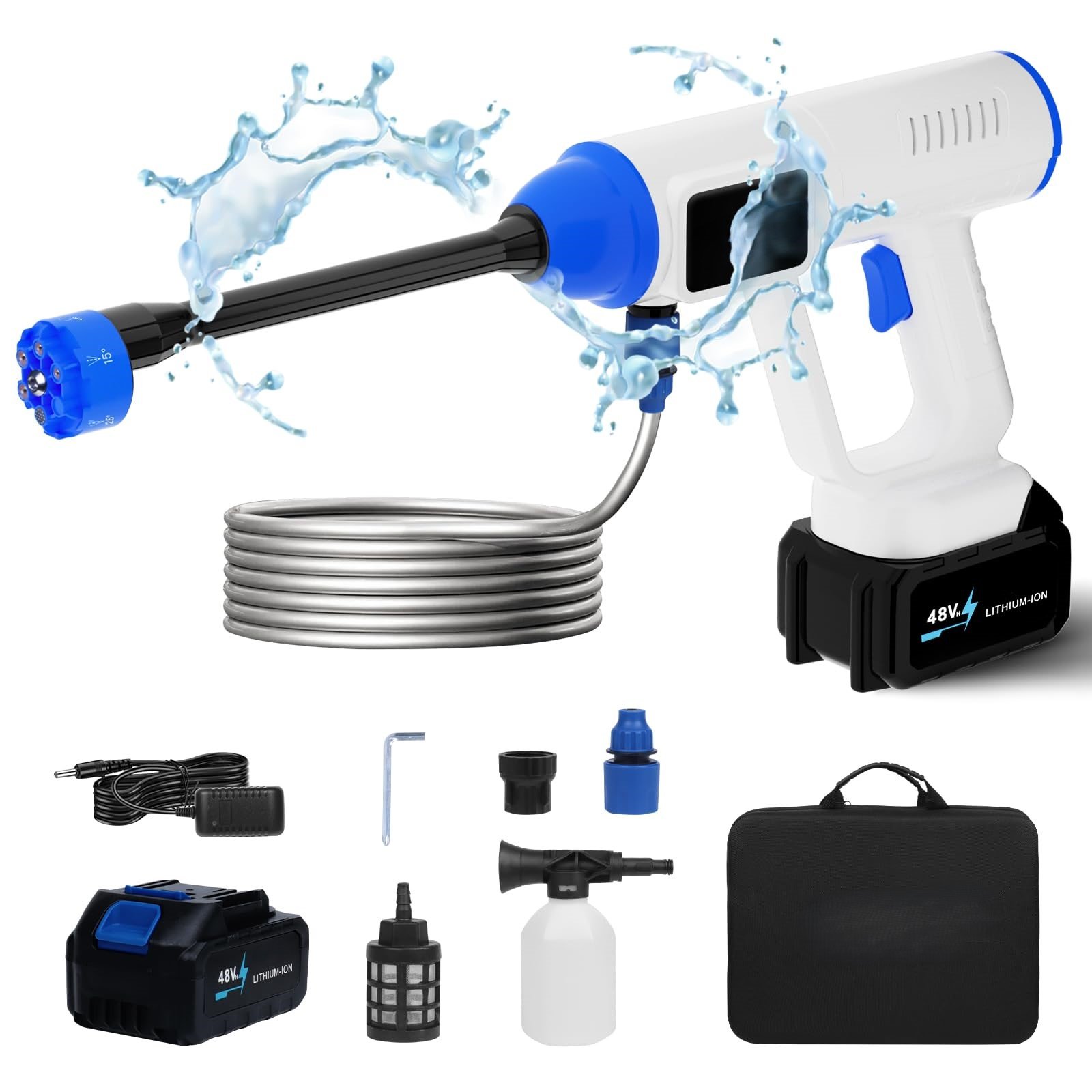 Factory Sell Quality Adjustable Car Washer Nozzle Spray Electric Rechargeable Automatic brushless pressure washer