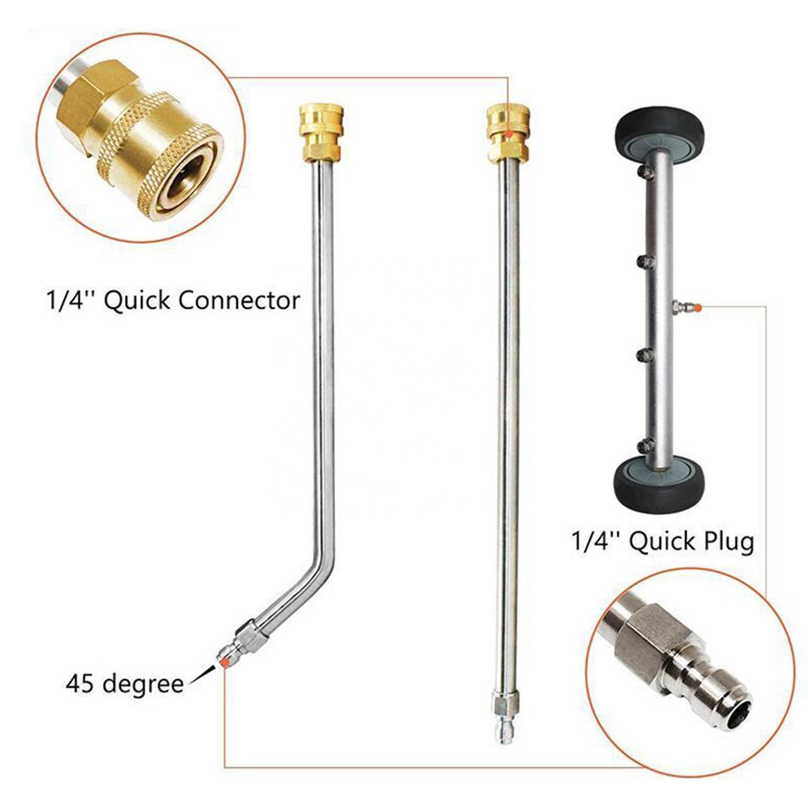 4000PSI High Pressure Car Under Body Chassis Washer Undercarriage Cleaner Water Broom Cleaner Kit for 1/4" Connector