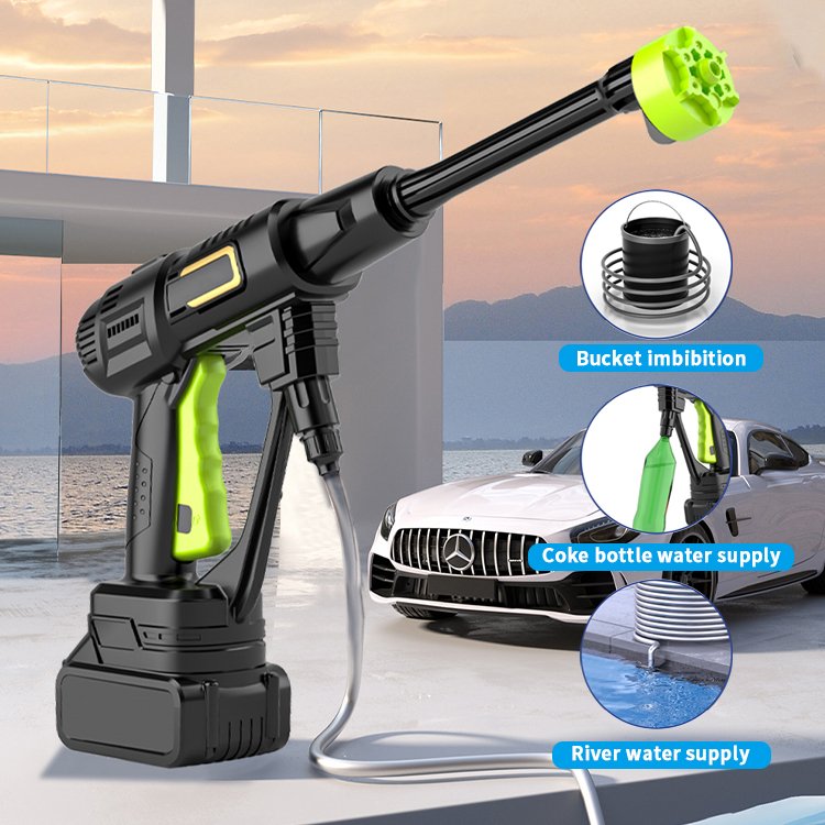 High Pressure Electric Car Washer Gun Rechargeable Lithium Portable Car Wash Machine With Foam Generator Garden Water Guns