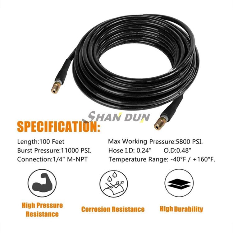 Sewer Jetter Kit for Pressure Washer, 50 Feet Hose, 1/4 Inch, Drain Jetting, Laser and Rotating Sewer Nozzle
