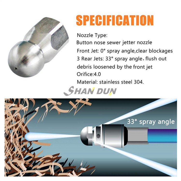 Sewer Jetter Kit for Pressure Washer, 50 Feet Hose, 1/4 Inch, Drain Jetting, Laser and Rotating Sewer Nozzle