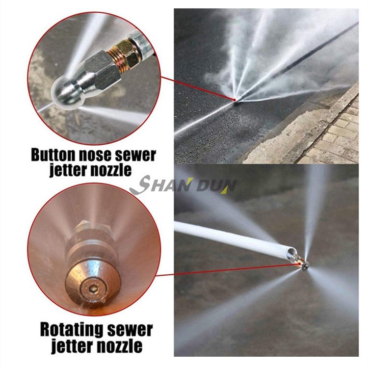 Sewer Jetter Kit for Pressure Washer, 50 Feet Hose, 1/4 Inch, Drain Jetting, Laser and Rotating Sewer Nozzle