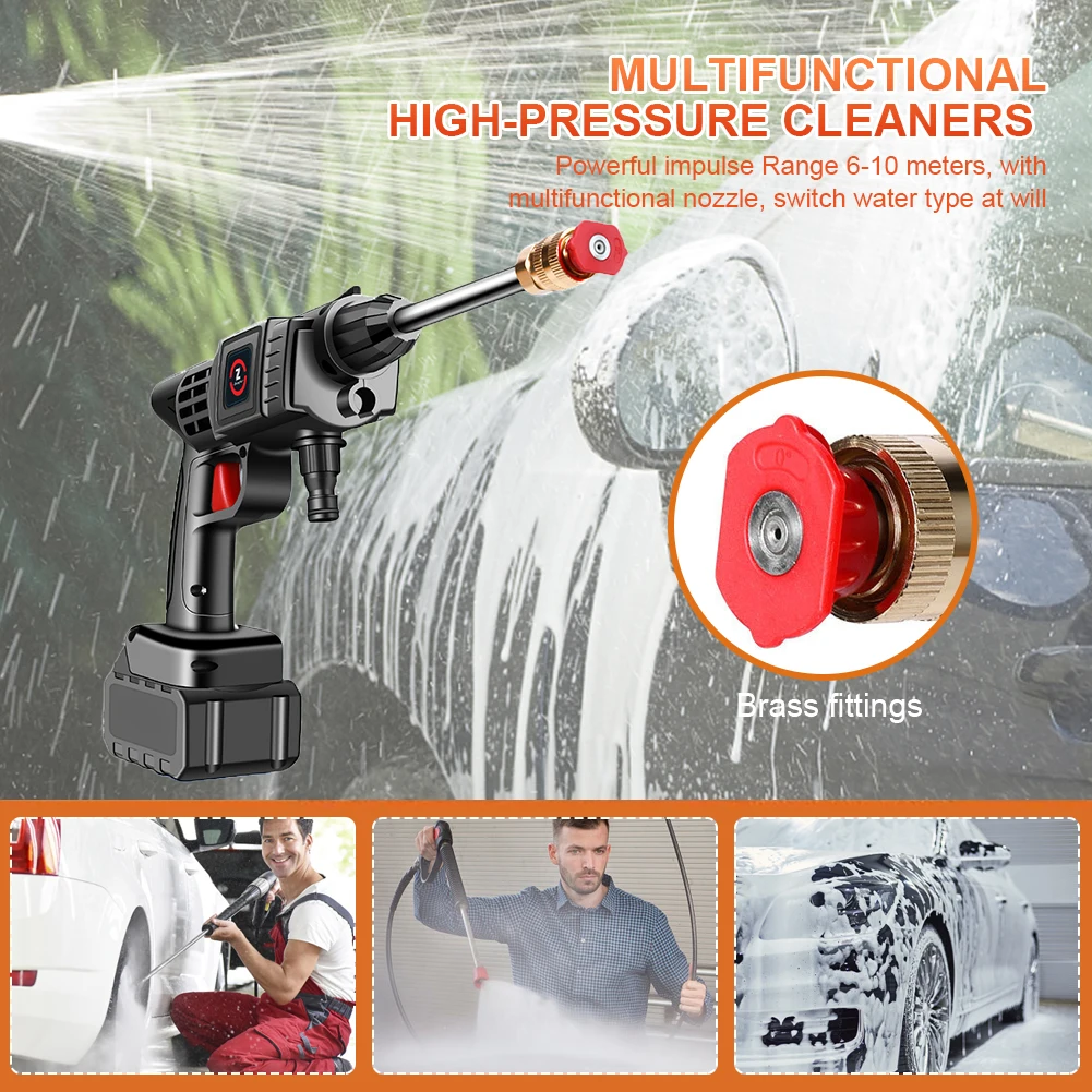 Portable Wireless Household High Pressure Power Water Gun Jet Garden Washer Rechargeable Car Gun Washer With Lithium Battery
