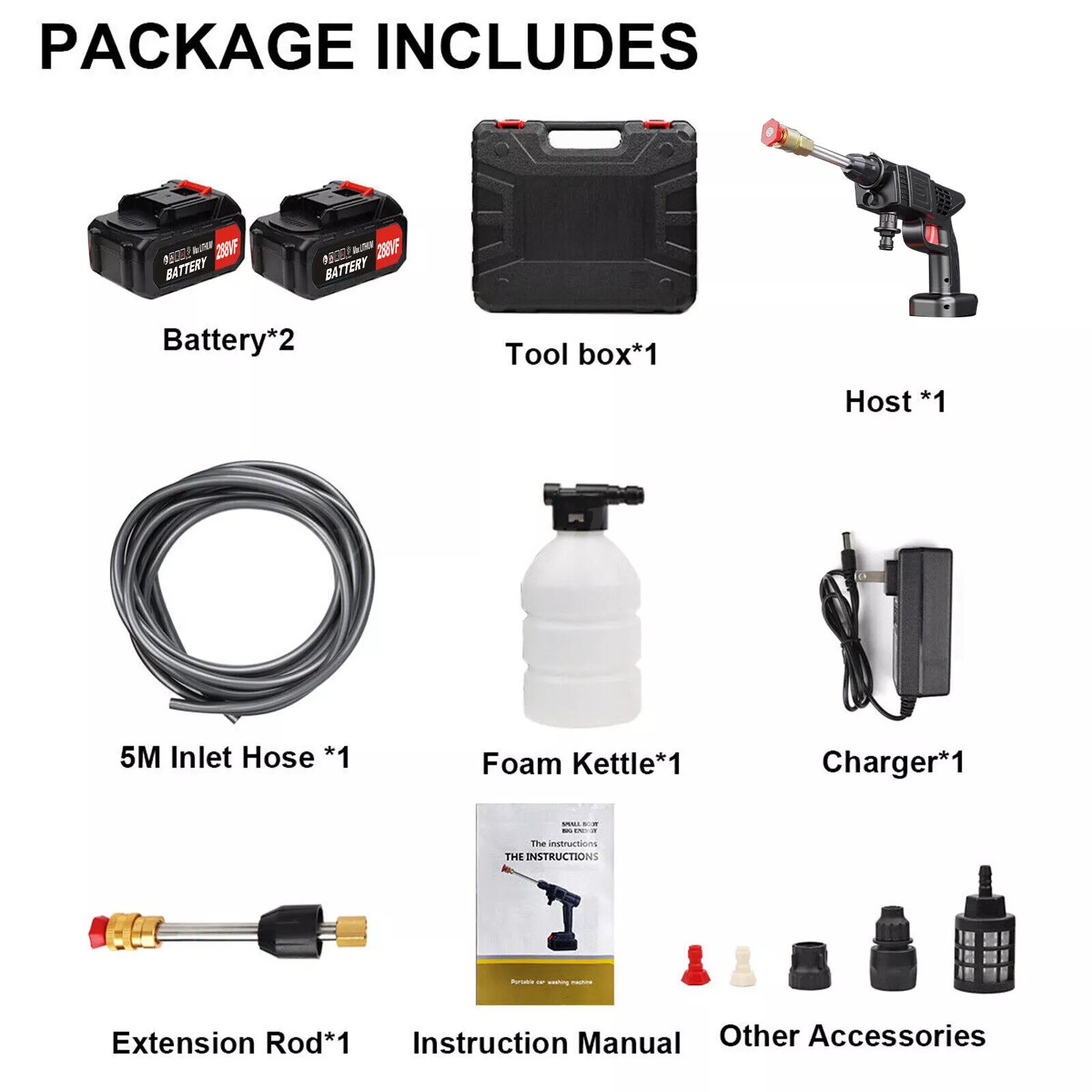 New Cordless Electric High Pressure Water Spray Gun Portable Car Washer Cleaner Tool