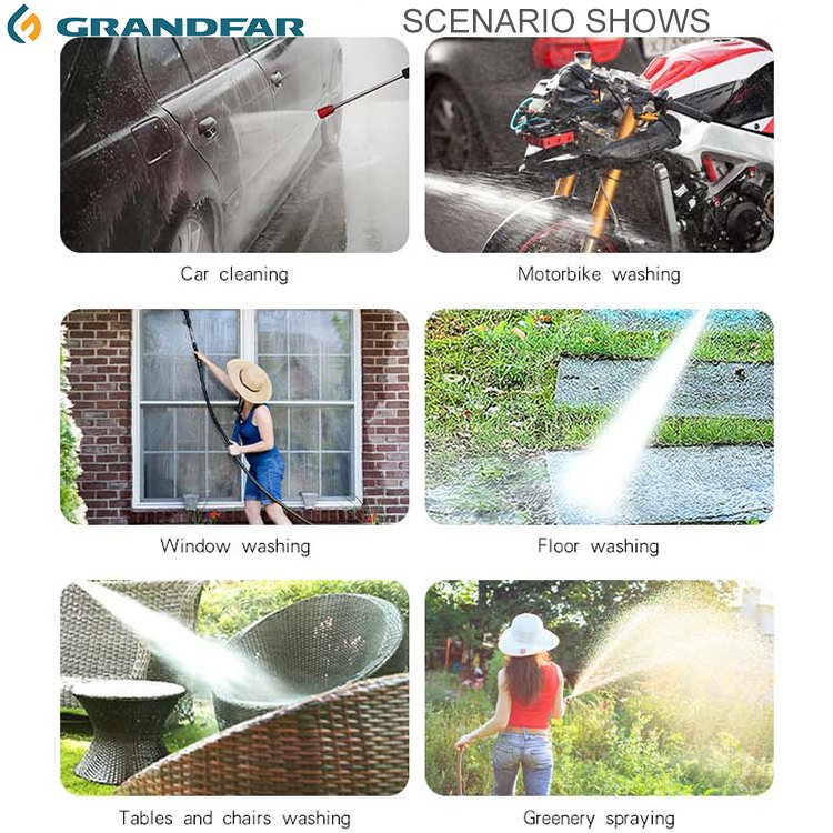 GRANDFAR Portable High Pressure Car Pressure Jet Washer Gun Type High-pressure Pump Washing Machine Cleaner Restaurant Car