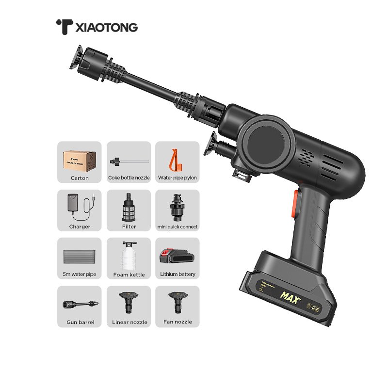 China Professional Manufacture Electric Car washer High Pressure 18.5V Cleaning Machine ABS Car Wash Gun With Foam