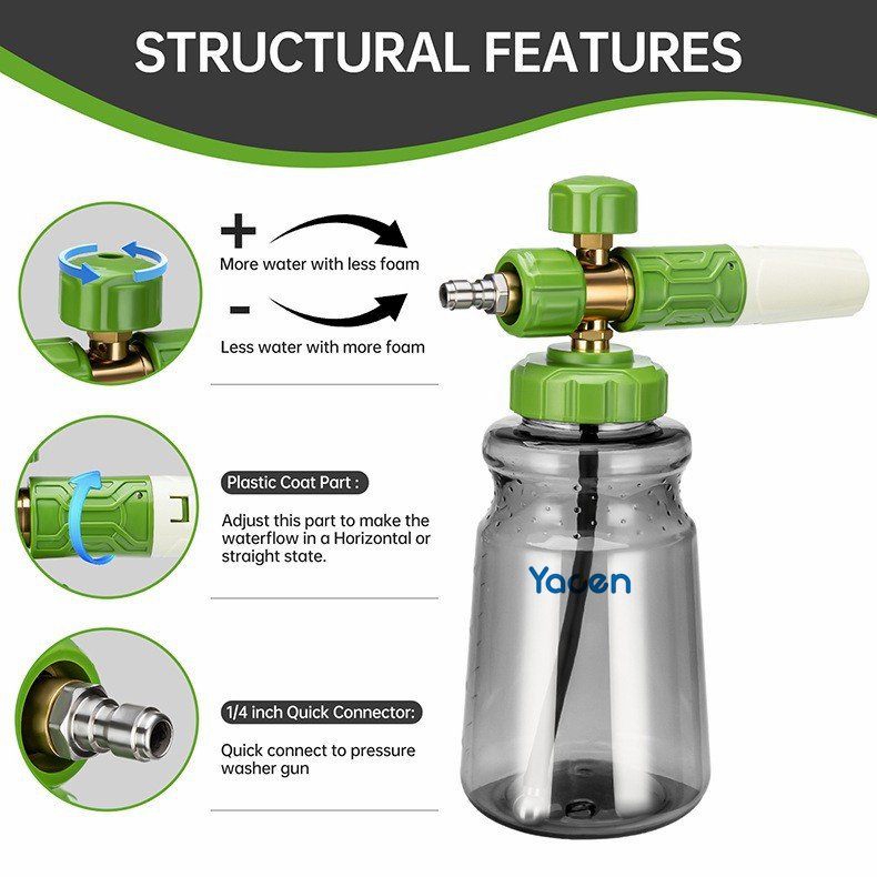 New Matcha green transparent PA pot Brass filter element scrub spray kettle Household high-pressure car wash water gun foam pot
