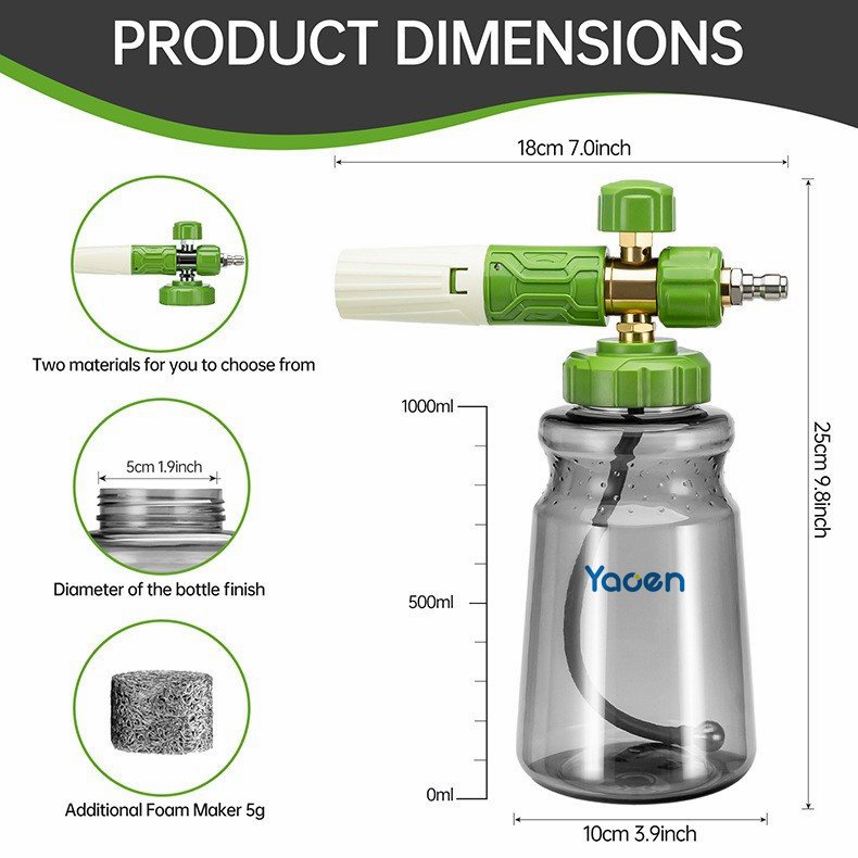 New Matcha green transparent PA pot Brass filter element scrub spray kettle Household high-pressure car wash water gun foam pot