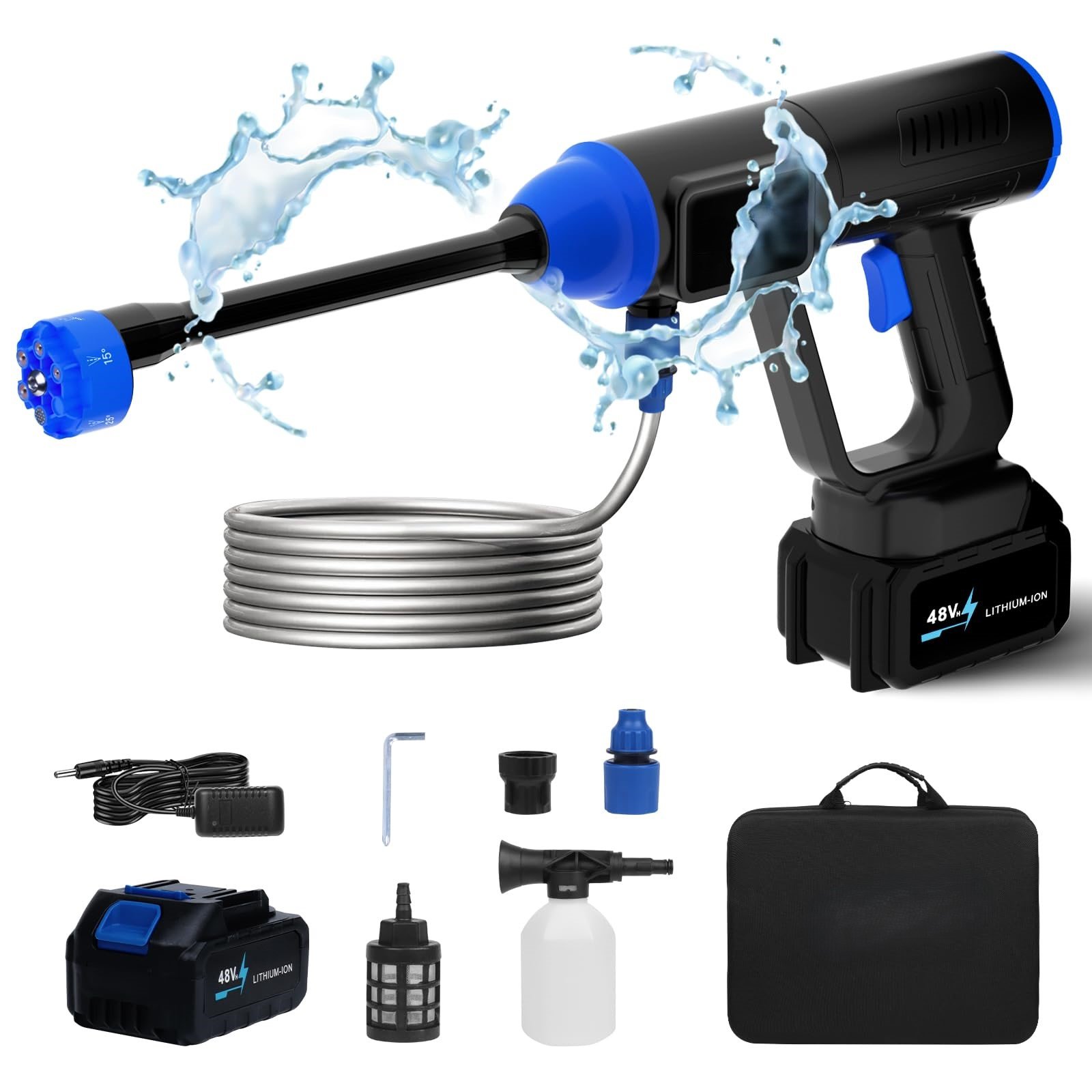 New Hot Selling Adjustable Nozzle Car Washer With 6 Quick Connector High Pressure Washing Gun Electric brushless pressure washer