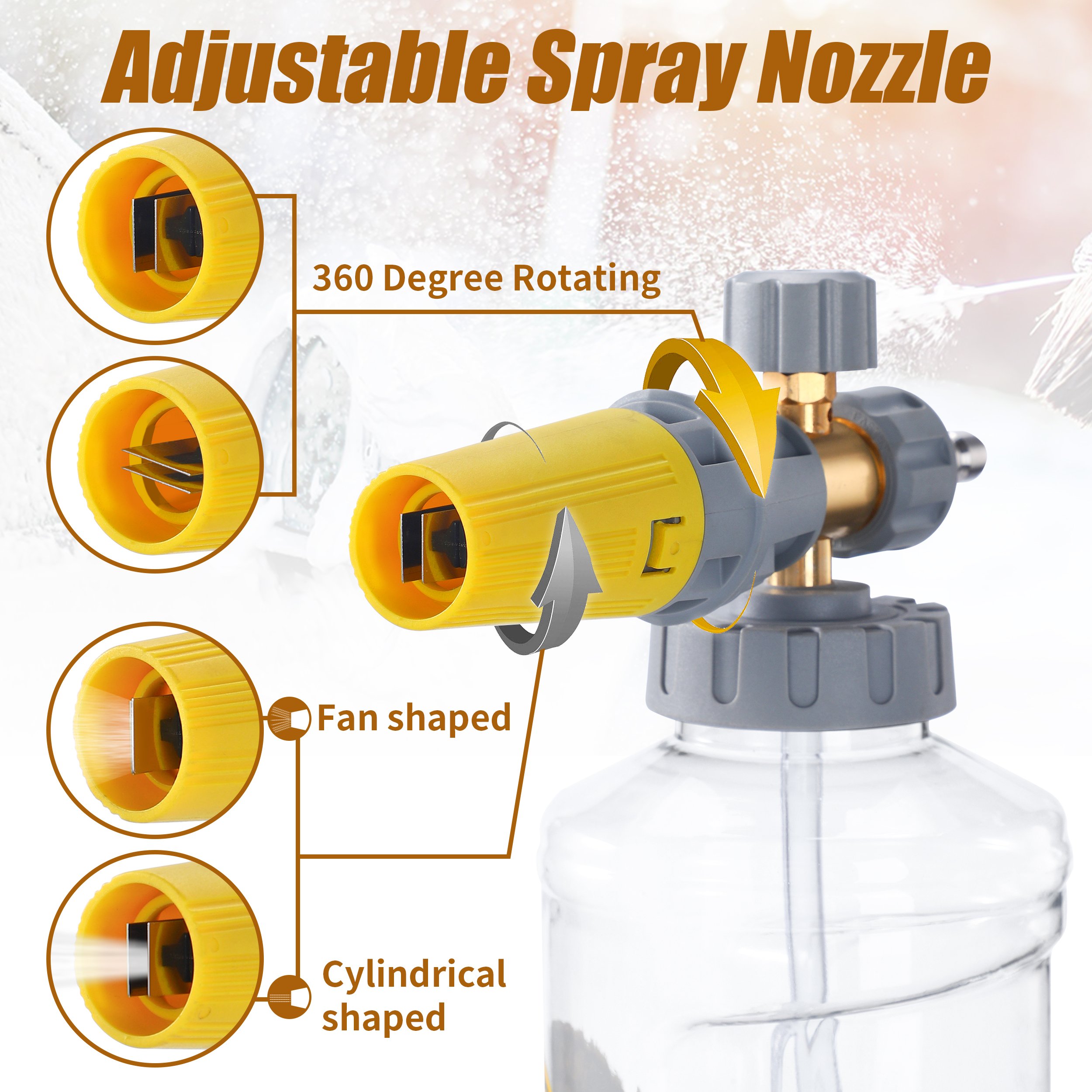 Transparent 1.5 L Car Wash Foam Bottle Pressure Washer Foam Lance Big Mouth Car Foam Blaster