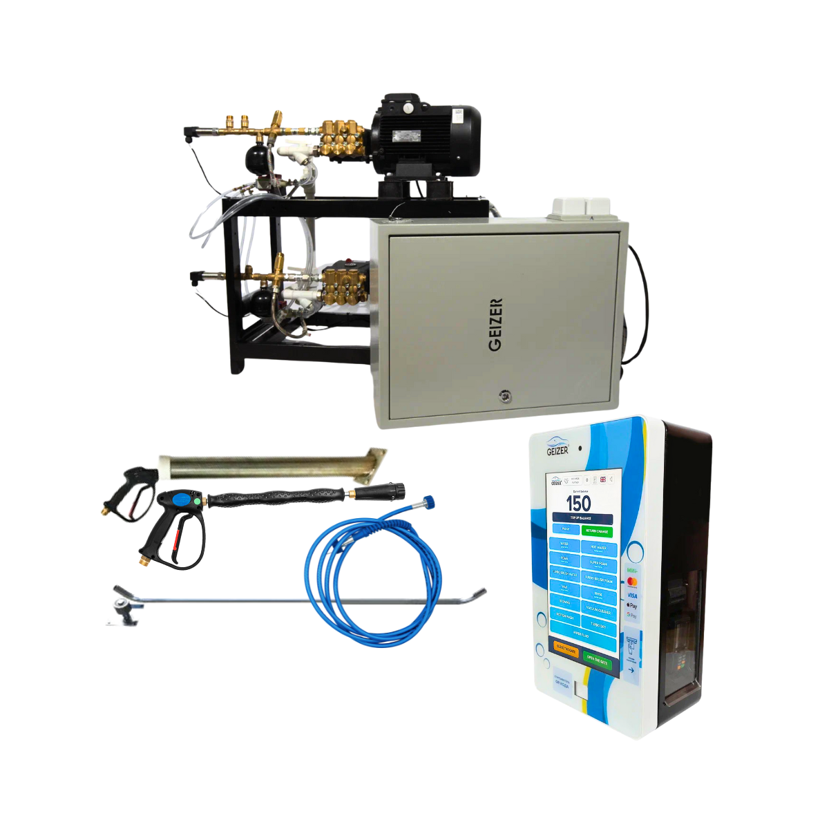 GEIZER Manufacturer - High Pressure Full Set Car/Motorbike Washer Complete Set for Opening Self-Service Carwash Station