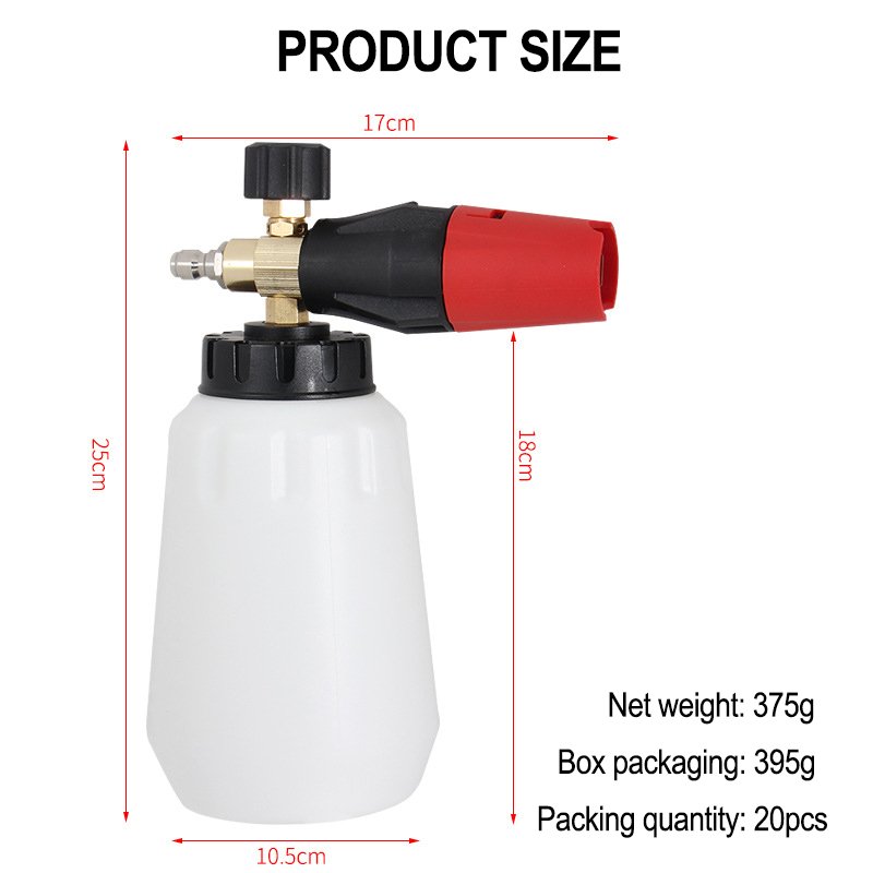 Lingzhen Pressure Washer High Quality Brass Large Mout Bottle Clear Car Detail Electric Commercial Foam Cannon